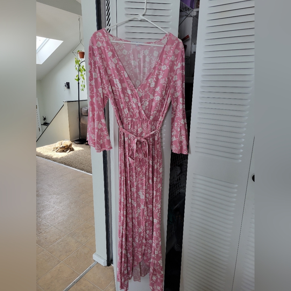 Pink Flare Sleeve Maxi